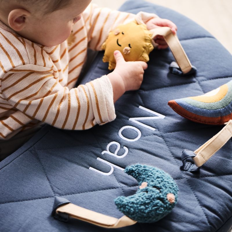 Organic Washable Blue Baby Activity Chair with Lunar Sun Baby Rattle Set - image 2 of 9
