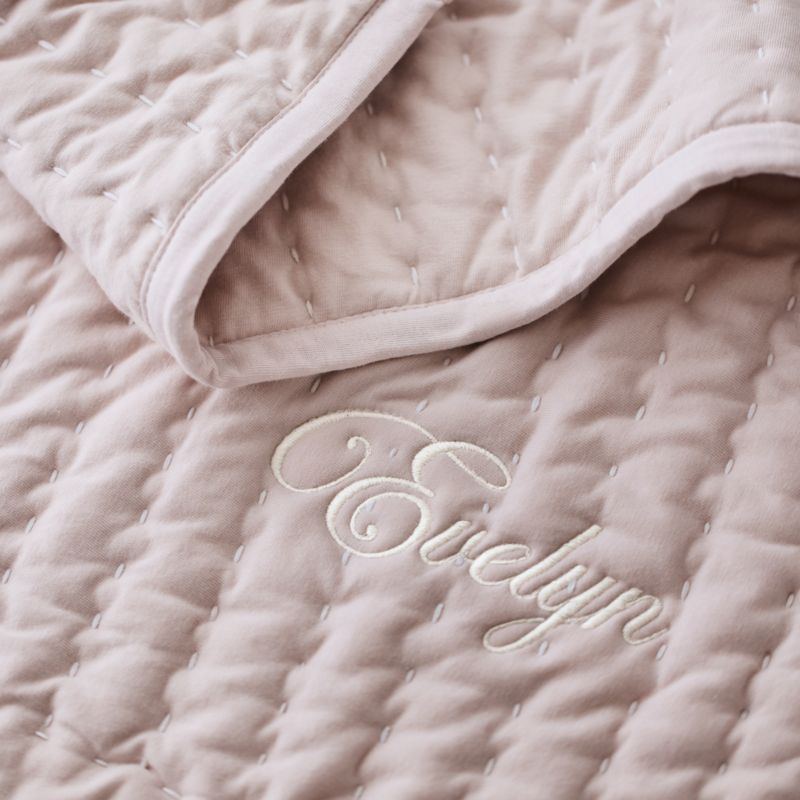 Comfy Tee Keepsake Stitched Pink 100% Organic Cotton Jersey Crib Quilt - image 2 of 13