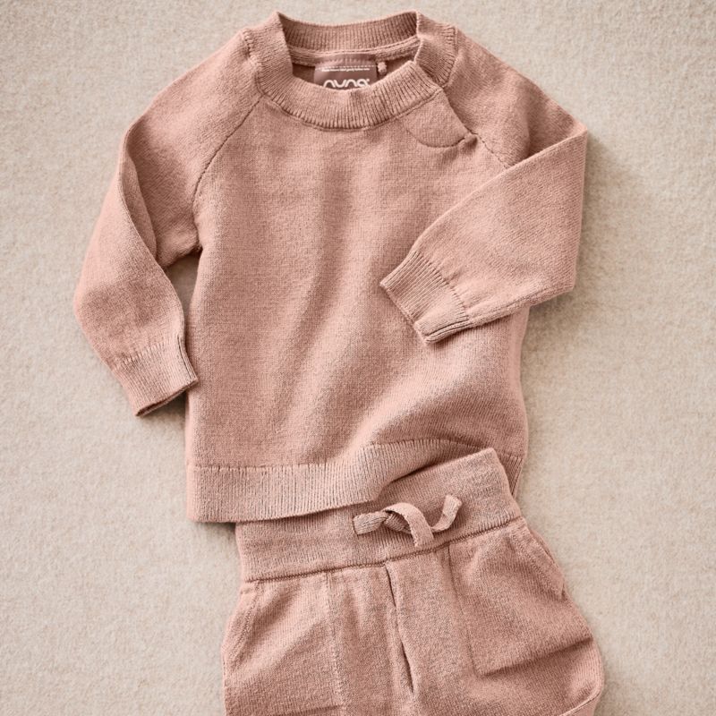 Nuna ® Dusty Mauve NB Cotton Baby Two Piece Sweater Set - image 1 of 7
