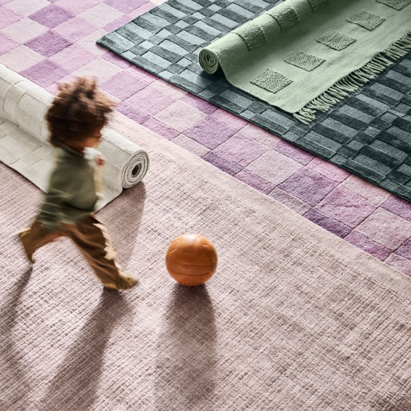 Paloma Textured Stripe Rosy Lilac Wool Kids Area Rug 5'x8' - image 2 of 7