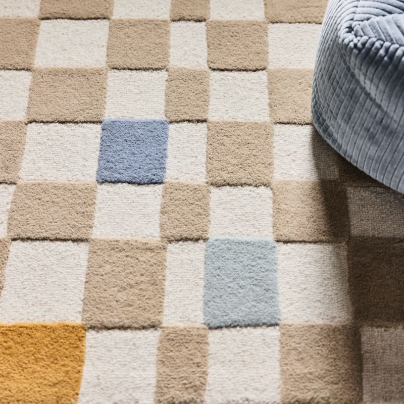 Imperfect Checkerboard Multicolor Wool Kids Area Rug 8'x10' - image 8 of 14
