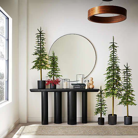 Potted Faux Slim Alpine Pre-Lit LED Trees with White Lights