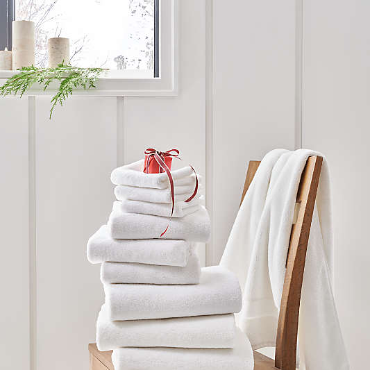 Classic Organic Turkish Cotton White Towels, Set of 8