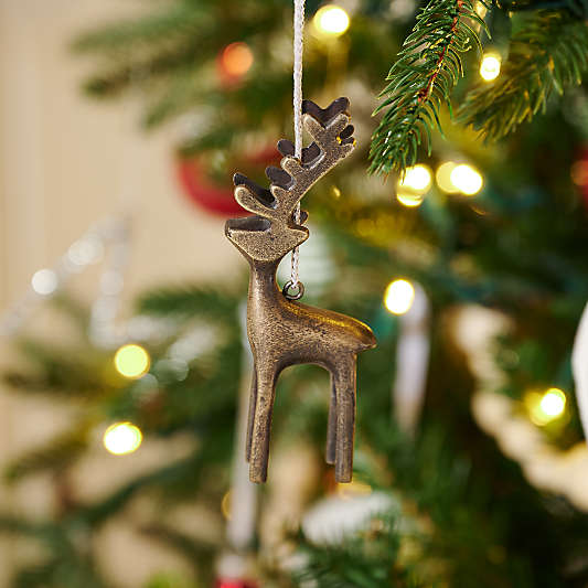 Antique Brass Reindeer Christmas Tree Ornament