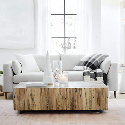 Dillon Spalted Primavera Wood Rectangular Coffee Table Crate