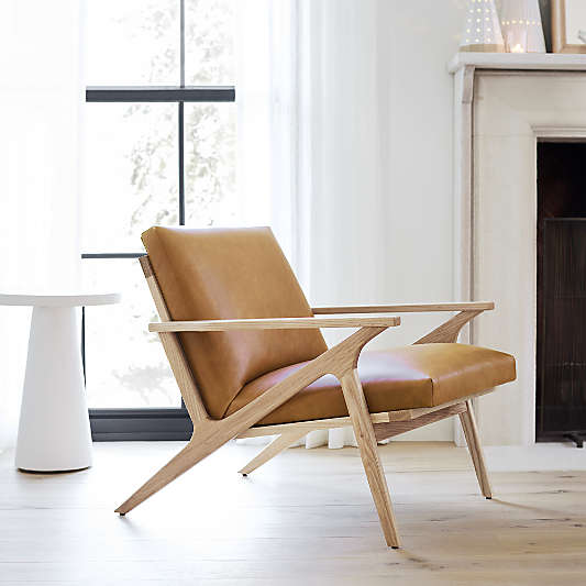 Cavett Wood and Leather Accent Chair