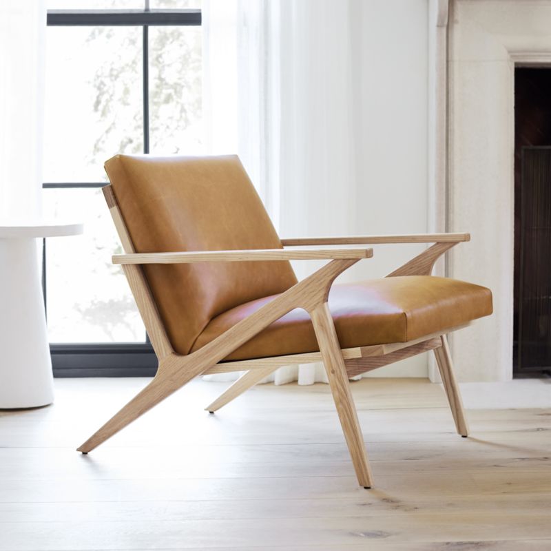 Cavett Wood and Leather Accent Chair - image 3 of 12