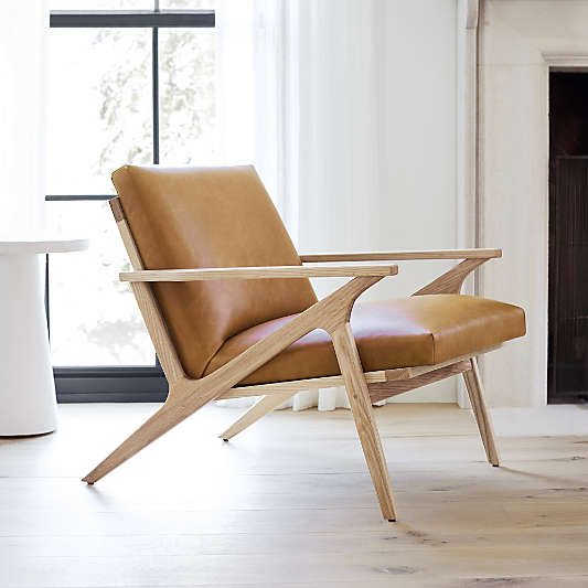 Cavett Wood and Leather Accent Chair