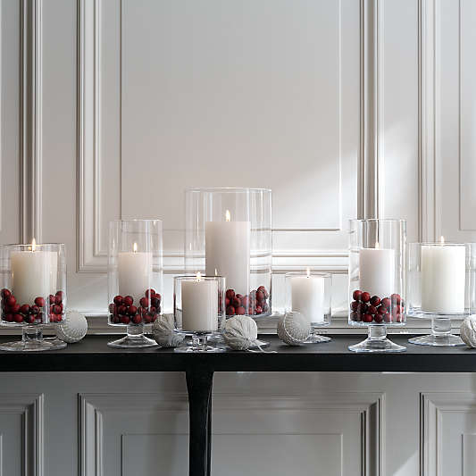 London Clear Glass Hurricane Candle Holders