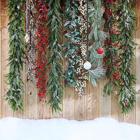 Faux White Ilex Berry Christmas Garland 6'
