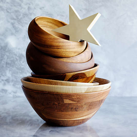 Carson 12" Acacia Wood Salad Serving Bowl