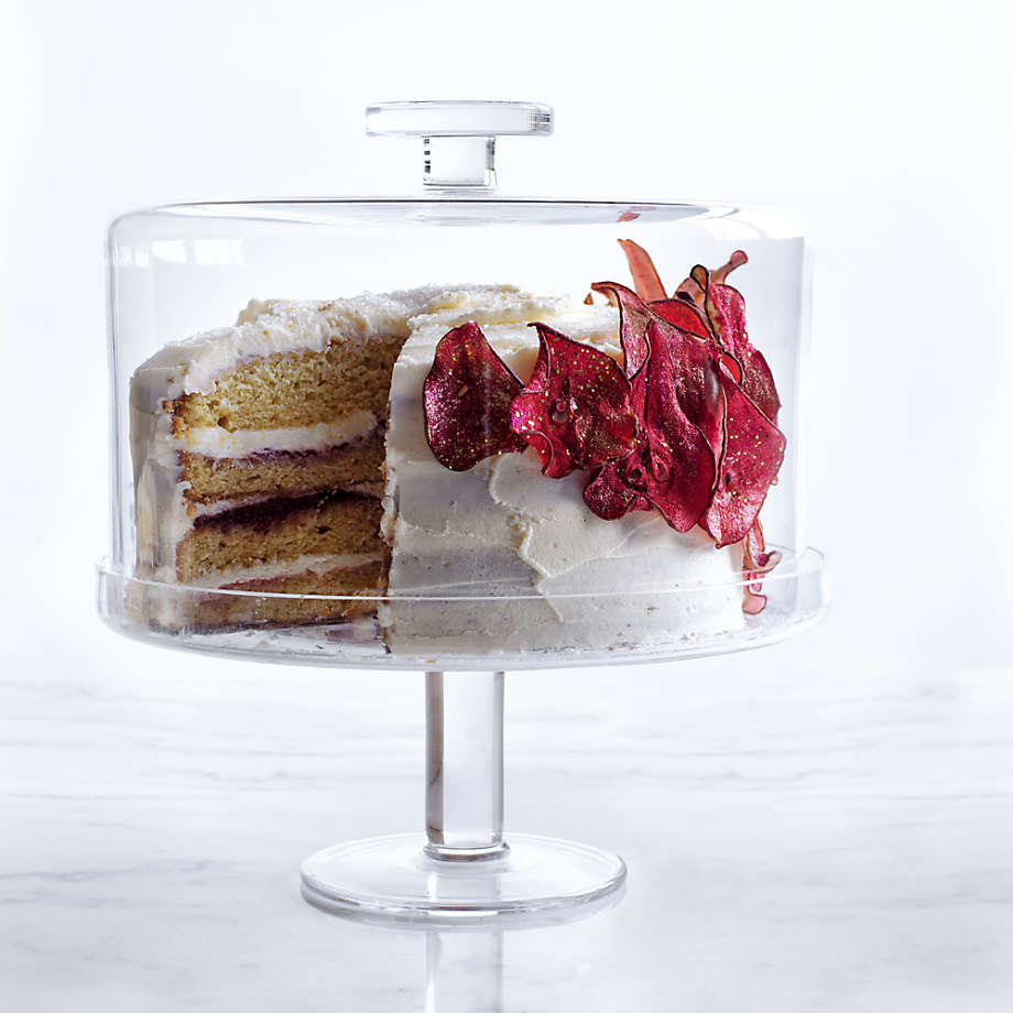 Footed Glass Pedestal Cake Stand with Dome + Reviews