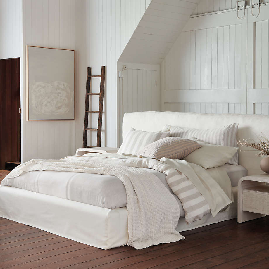 White sales slipcovered bed