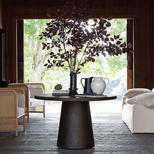 Willy 48" Charcoal Brown Pedestal Dining Table by Leanne Ford