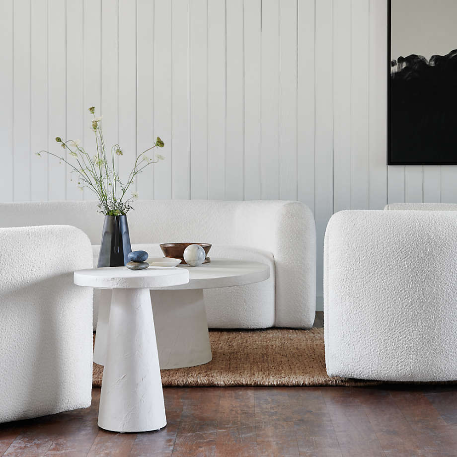 Willy White Plaster Pedestal Side Table by Leanne Ford