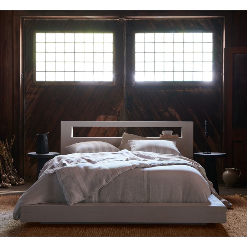 Adia White Wood Platform Queen Bed by Leanne Ford