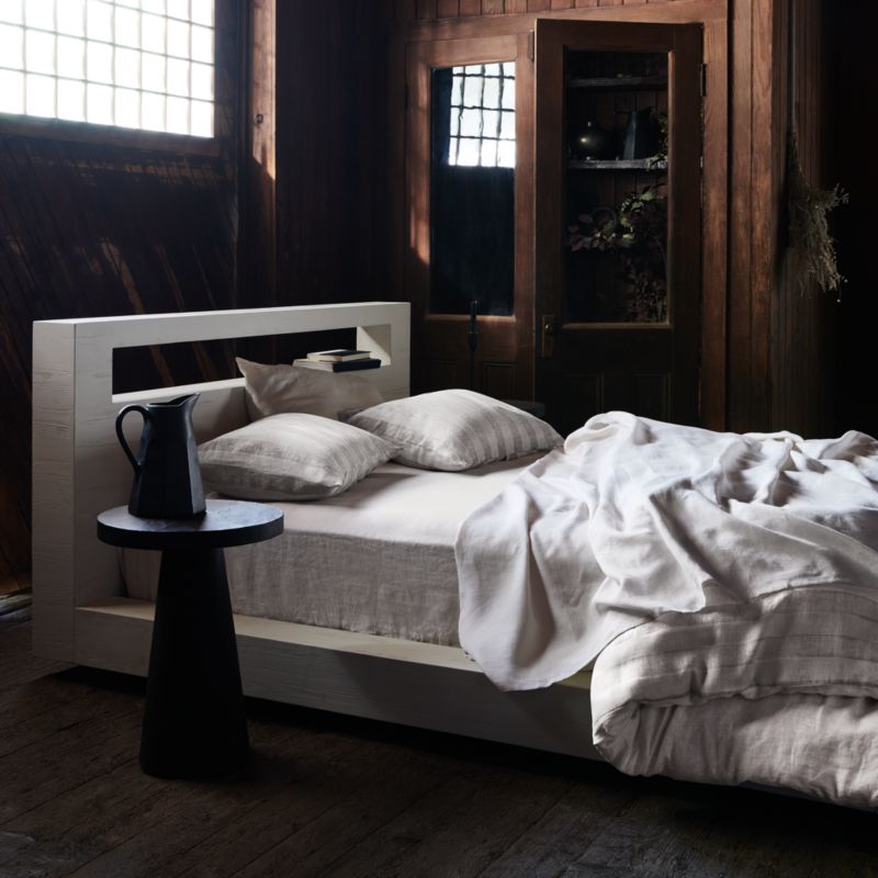 Adia White Wood Platform Queen Bed by Leanne Ford
