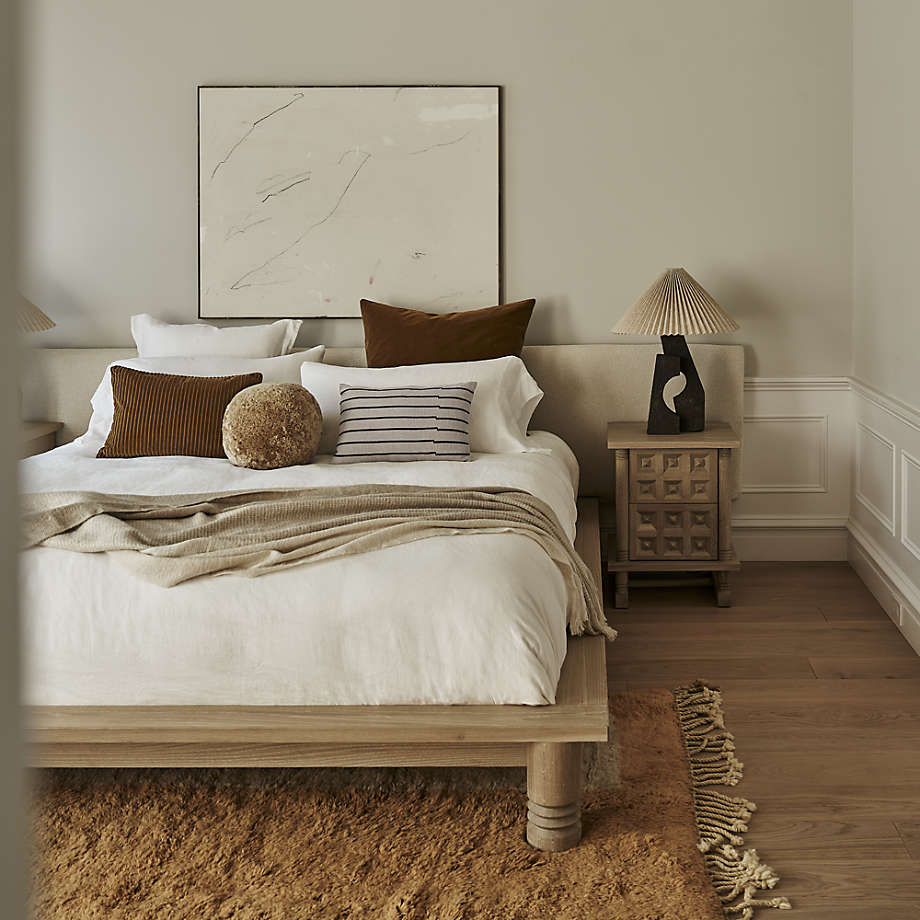 Crate and top barrel upholstered headboard