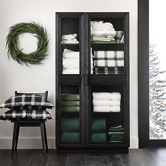 Calypso Glass and Black Wood Storage Cabinet