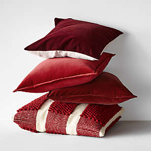 Linen Floor Cushion With Handle Collection, Red