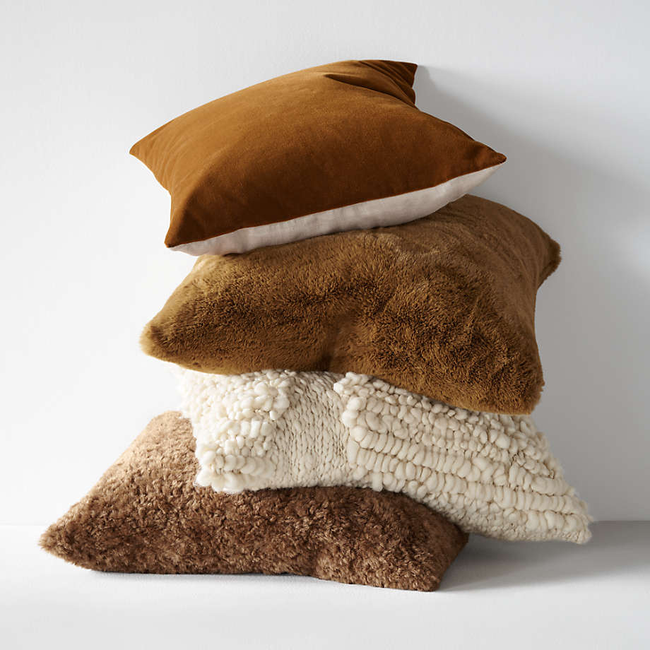 Cognac Brown Throw Pillow Arrangement | Crate & Barrel