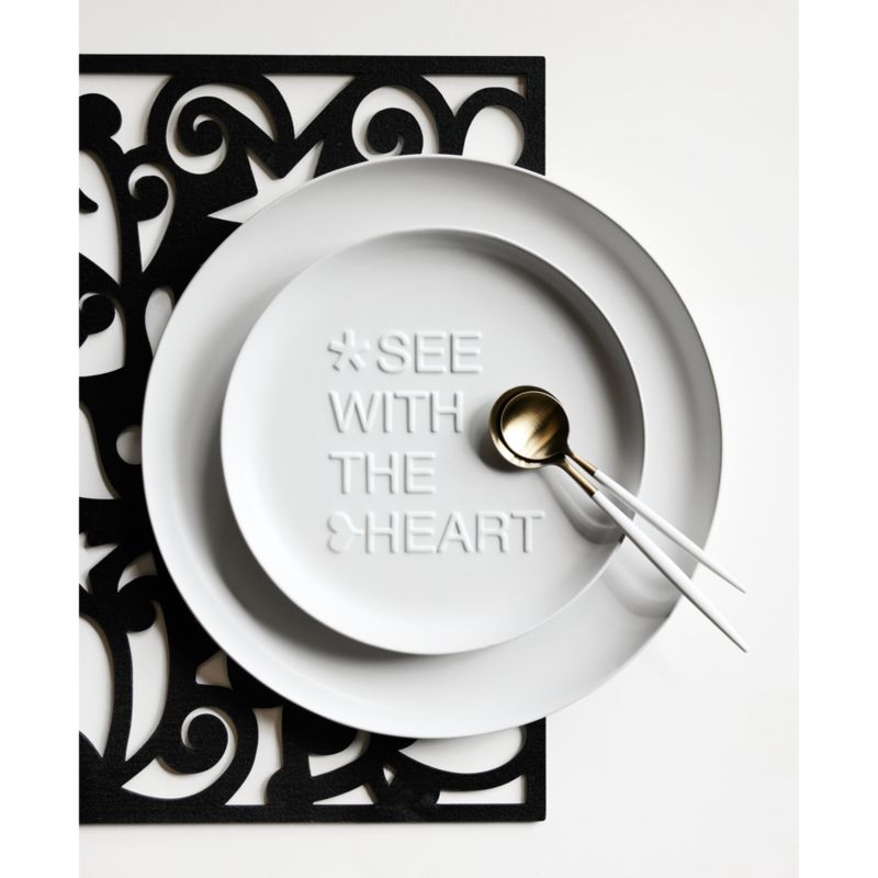 "See with the Heart" 10" White Ceramic Dinner Plate by Lucia Eames™