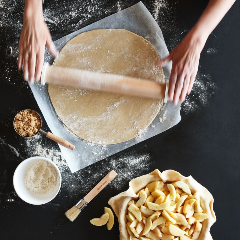 Crate & Barrel Wood Rolling Pin with Measuring Rings - image 1 of 6