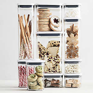 Crate & Barrel 8-Piece Rectangular Glass Storage Containers with
