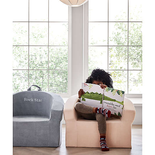 Large Cyprus Green Organic Cotton Kids Lounge Barrel Chair