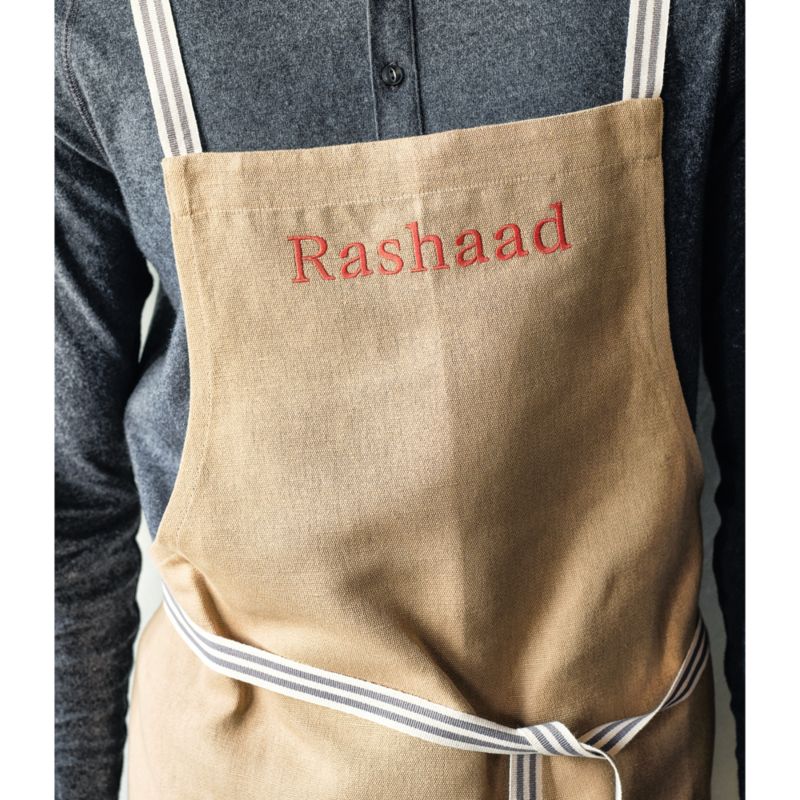 Oslo Cross-Back Natural Beige Apron with Pocket - image 1 of 11