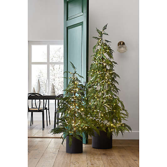 Potted Faux Hemlock Pre-Lit LED Christmas Tree with White Lights