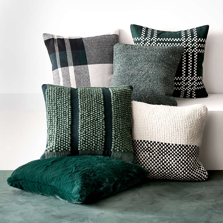 Green faux fur pillow top