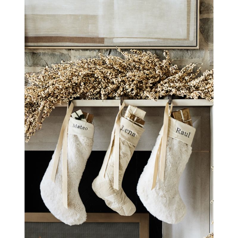 Warm White Faux Fur Christmas Stocking