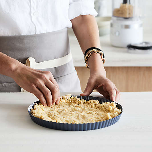 Crate & Barrel Slate Blue 10" Silicone Nonstick Tart Pan with Removable Bottom