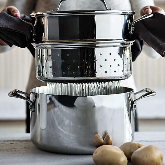 Crate & Barrel EvenCook Core ® 6 Qt. Stainless Steel Multipot with Glass Straining Lid