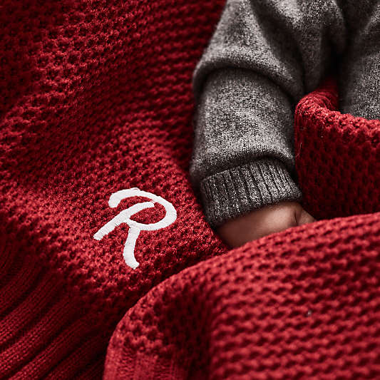 Bubble Knit Luminous Red Recycled Baby Stroller Blanket
