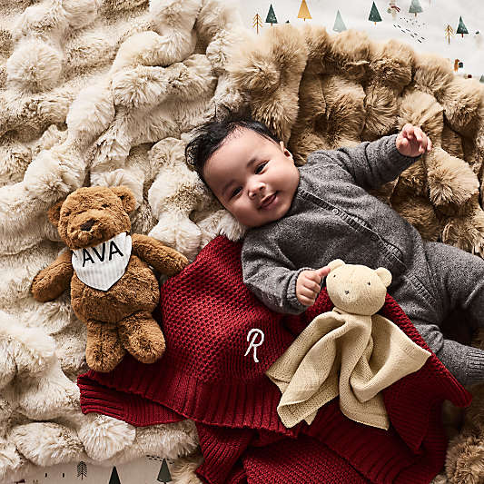 Pucker Arctic Ivory Faux Fur Baby Stroller Blanket