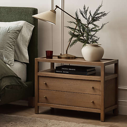 Keane 32" Solid Driftwood Charging Nightstand