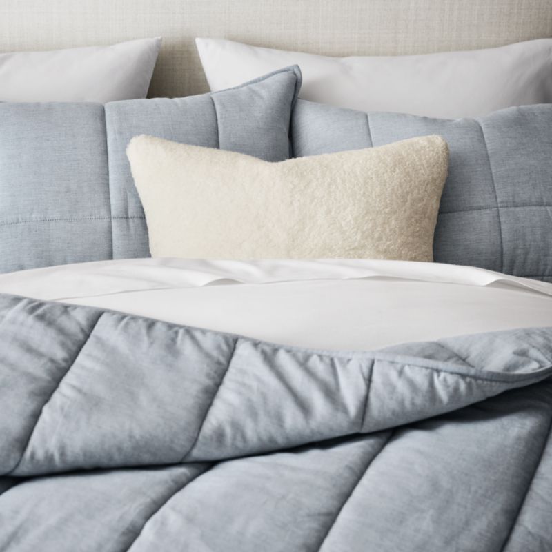 Organic Cotton Heathered Mist Blue Grid Full/Queen Comforter - image 4 of 9