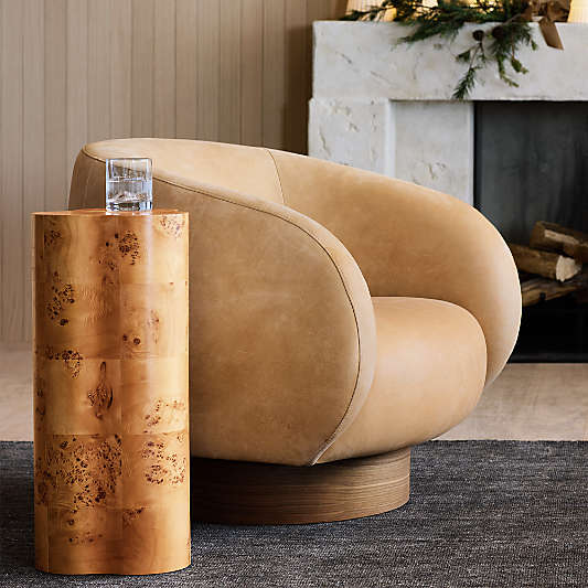 Fleur Burl Wood 12" Drink Table