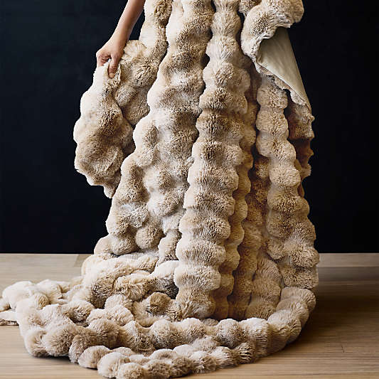 Textured Faux Fur 70"x55" Sierra Tan Throw Blanket
