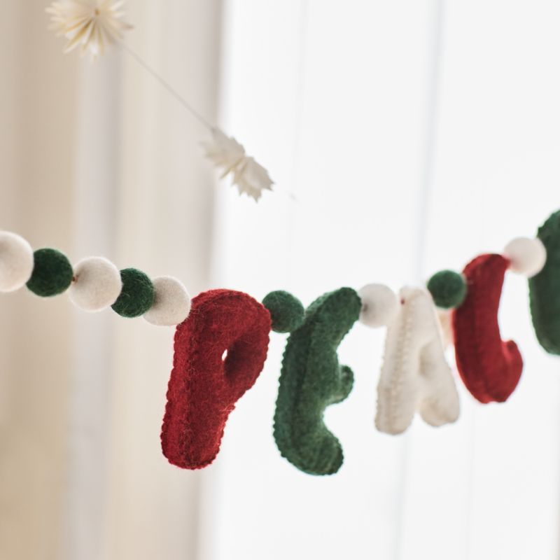 Festive Felt Peace and Love Holiday Garland - image 3 of 6