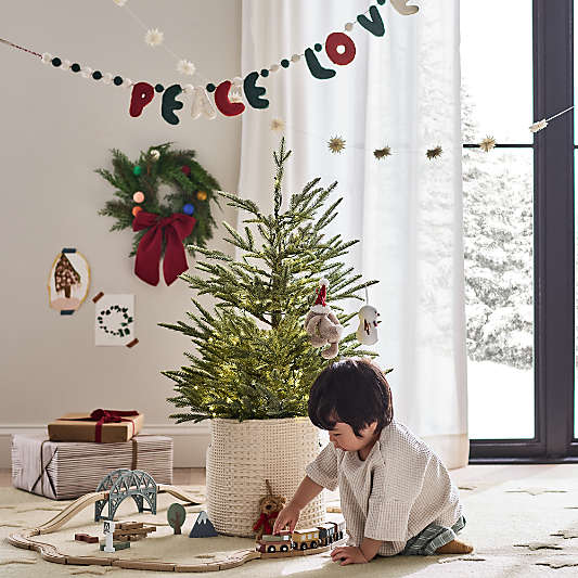 Potted Faux Norway Spruce Pre-Lit LED Tree with White Lights