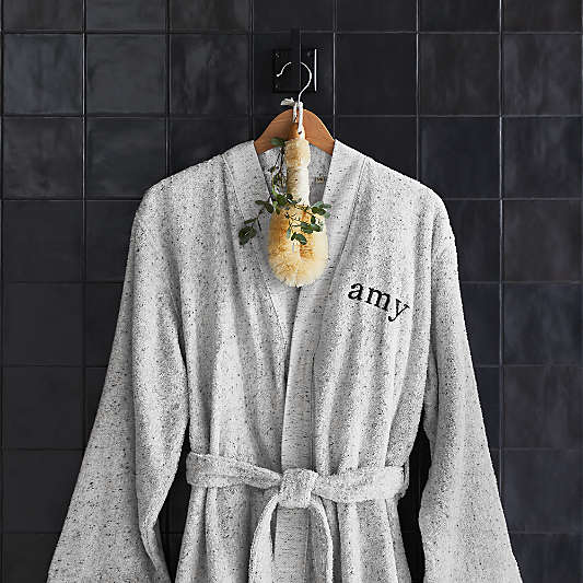 Organic Turkish Cotton Grey Fleck Bath Robe
