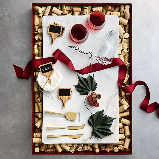 Octavia Large Marble Board with Cheese Knives