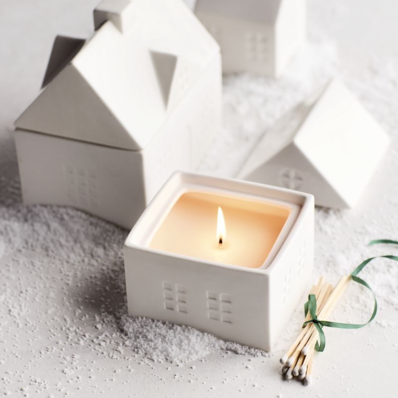 White Ceramic House 2-Wick Holiday Scented Candle - Balsam and Peppermint - image 3 of 7