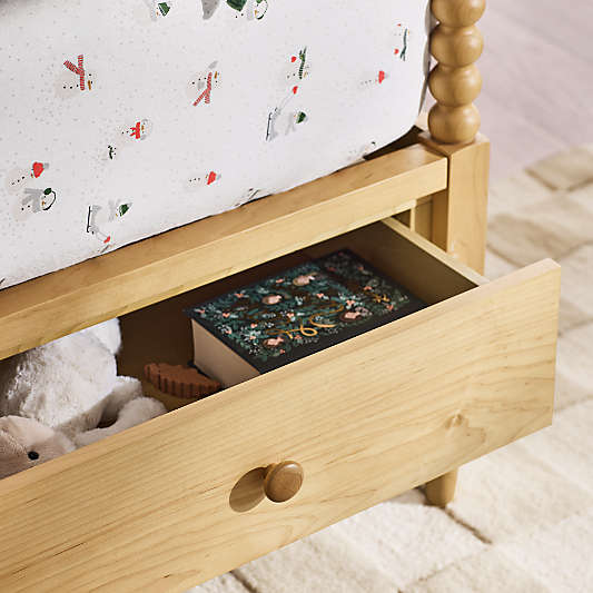 Jenny Lind Natural Maple Wood Spindle Kids Daybed With Storage