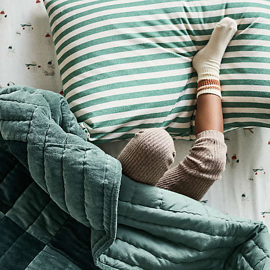 Comfy Tee Pine Green Stripe 100% Organic Cotton Jersey Kids Twin Duvet Cover