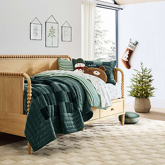 Jenny Lind Natural Maple Wood Spindle Kids Daybed With Storage