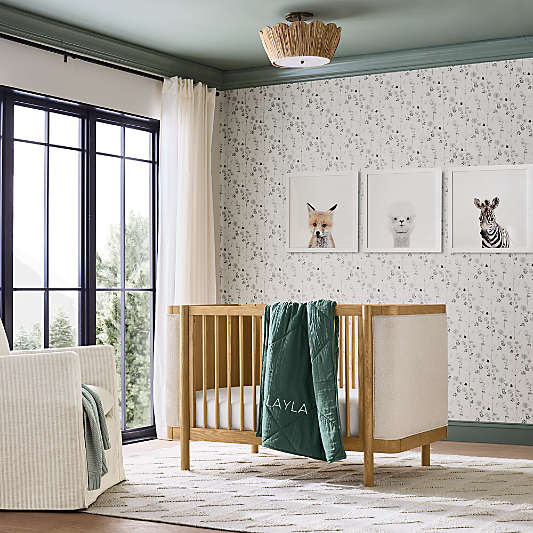 Redondo Upholstered Wood Baby Crib with Toddler Bed Rail